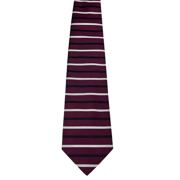 Brooks Brothers Makers Men’s Silk Repp Tie Maroon Stripe NeckTie - Picture 2 of 8
